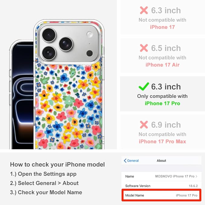 MOSNOVO for iPhone 17 Pro Case | Military Grade 6.6ft Drop Tested | Camera - Image 2