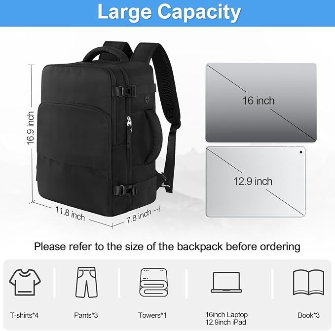 Sinaliy Travel Backpack for Men Women, Personal Item Travel Bag - Image 6