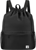 Drawstring Backpack with Mesh Pockets String Gym Bag Sackpack Sandproof Water by Risefit