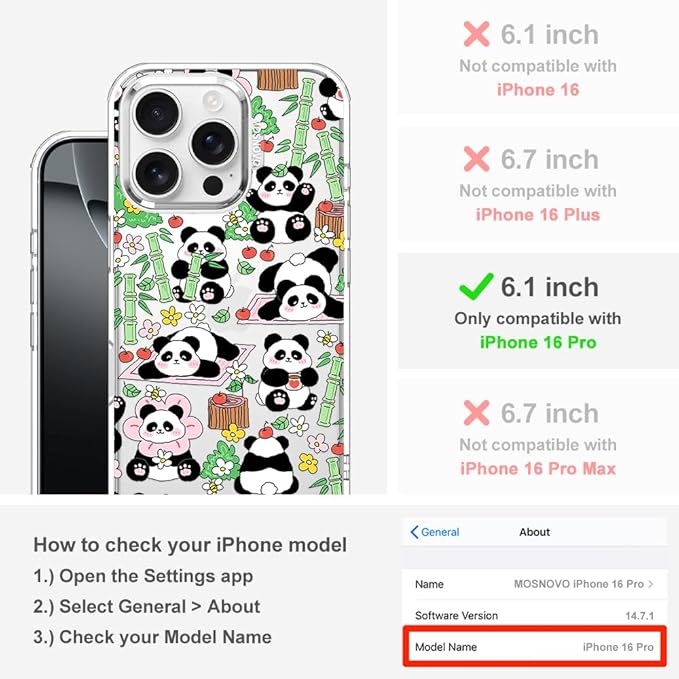 MOSNOVO for iPhone 16 Pro Case, Shockproof Military-Grade Protection 6.6ft Drop - Image 2