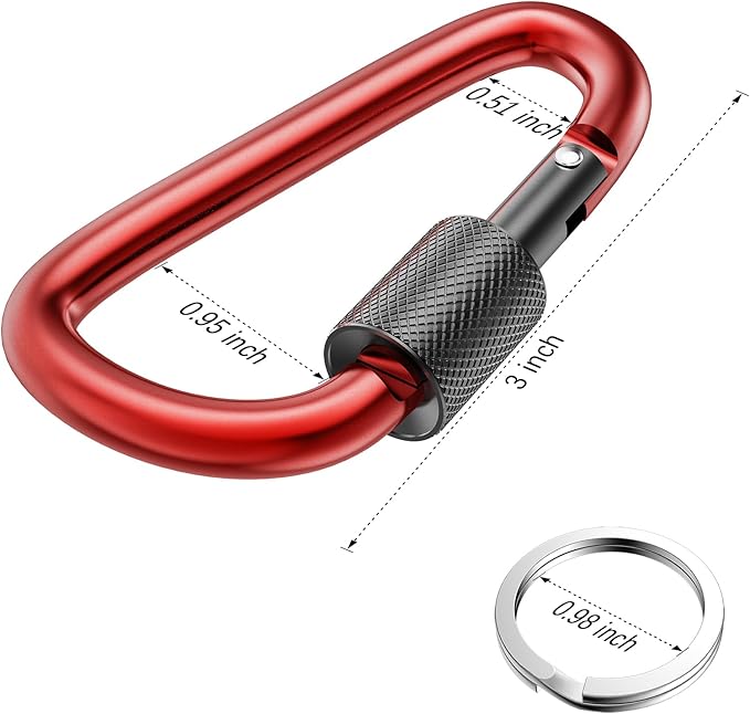 sprookber 3" Locking Carabiners | Keychain Carbineers D Ring Key Clip Spring - Image 2