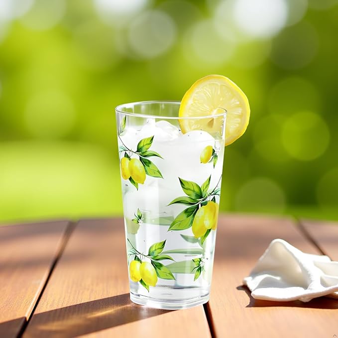 Reston Lloyd Calypso Basics Fresh Lemons 19 oz Acrylic Drinkware Set of 6 – - Image 8