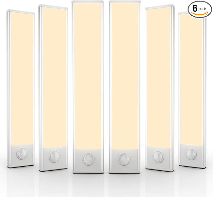 6 Pack Under Cabinet Lighting Wireless, 40 LED Rechargeable Battery Motion by BuyNow