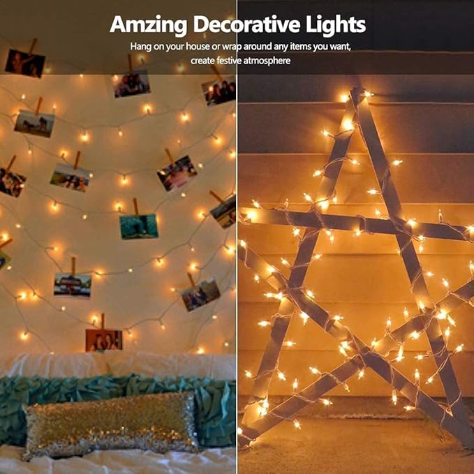 2 Pack 50 Count Christmas String Lights Clear Warm White Mini Lights Plug - Image 9