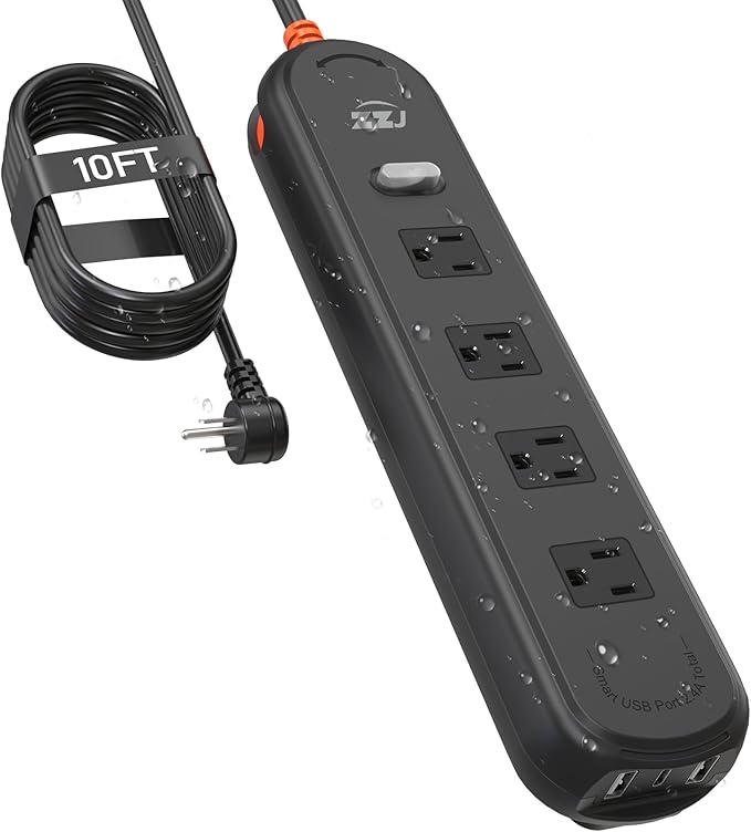 Outdoor Power Strip Weatherproof, 7-in-1 Surge Protector by ZZJPowerStrip