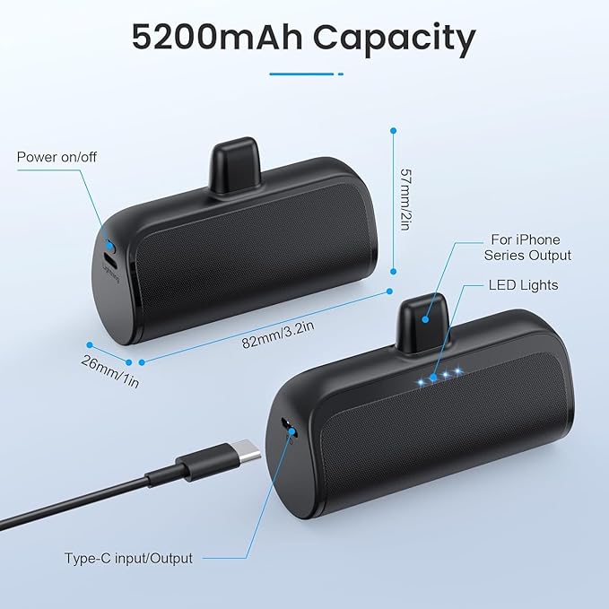 Mini Portable Charger for iPhone 5200mAh, 20W PD Fast Charging Power Bank for - Image 8