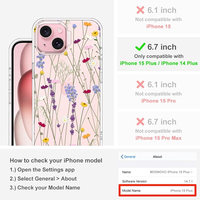 MOSNOVO Case for iPhone 15 Plus/iPhone 14 Plus - Image 2