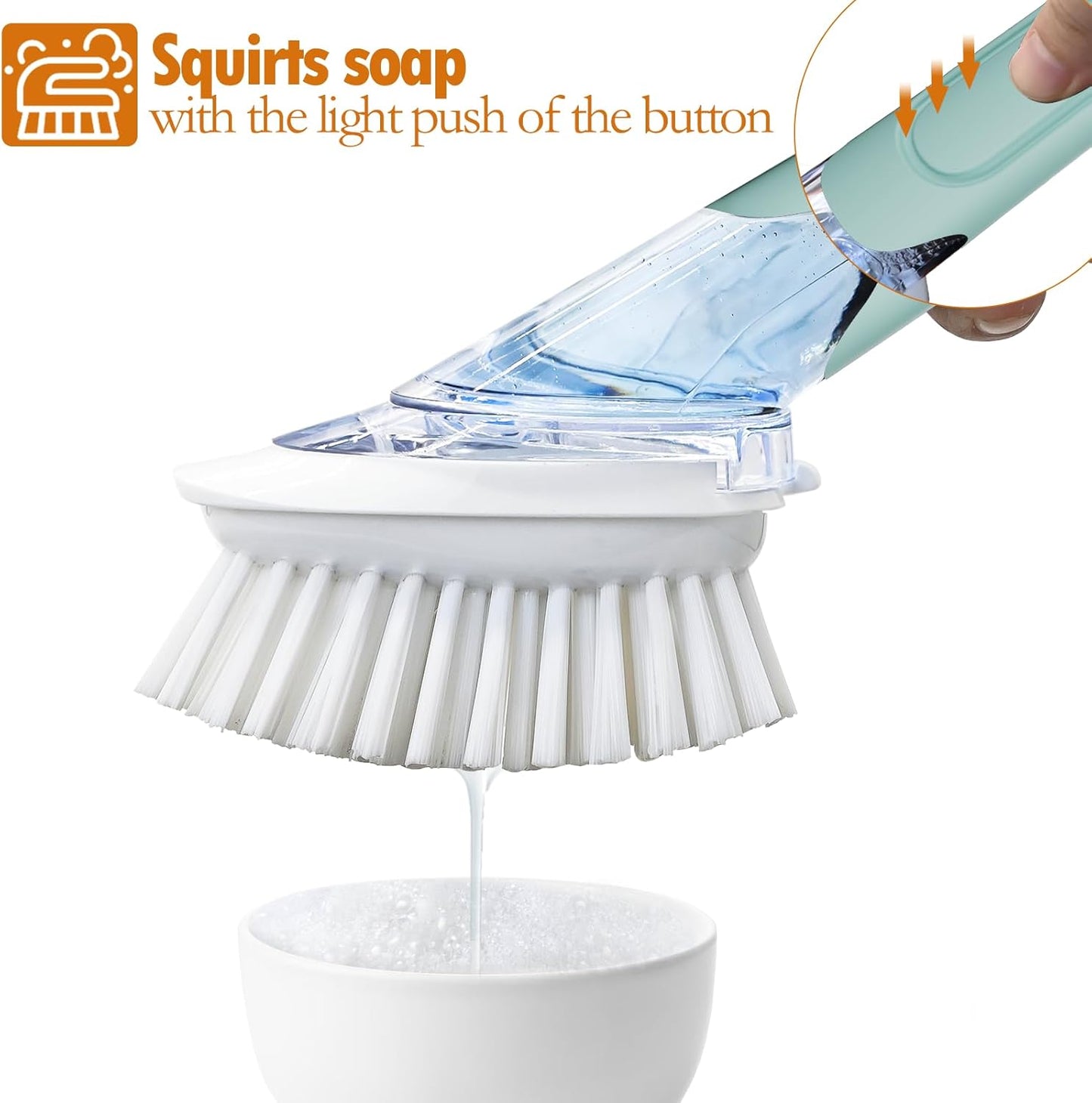 Soap Dispensing Replacement Dish Brush Storage Set with 2 PCS Brush Refills & Holder - RIMAY Dispenser Scrub Cleaning Scrubber Kitchen Dishwashing Dish Wand Handle for Dishes/Pans/Pots/Sink(Blue)