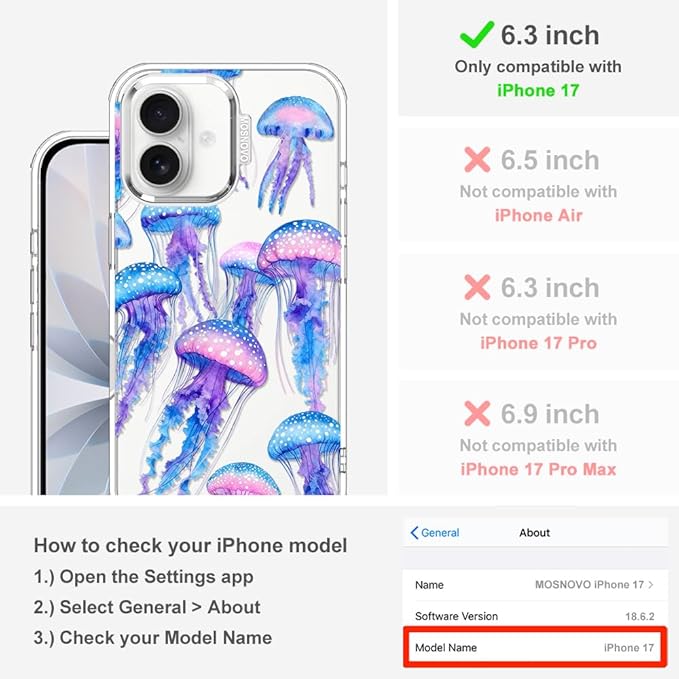 MOSNOVO for iPhone 17 Case, Shockproof Military-Grade Protection 6.6ft Drop - Image 2
