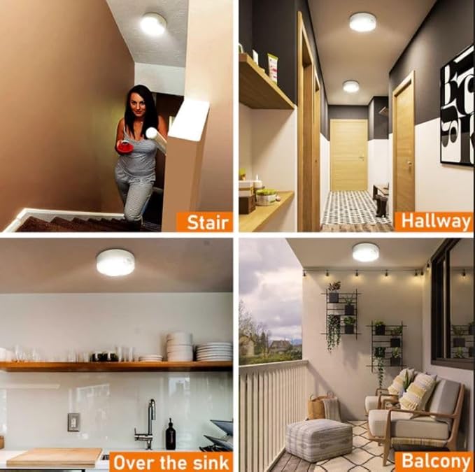 TOOWELL Motion Sensor Ceiling Light Battery Operated Indoor/Outdoor LED Ceiling - Image 8