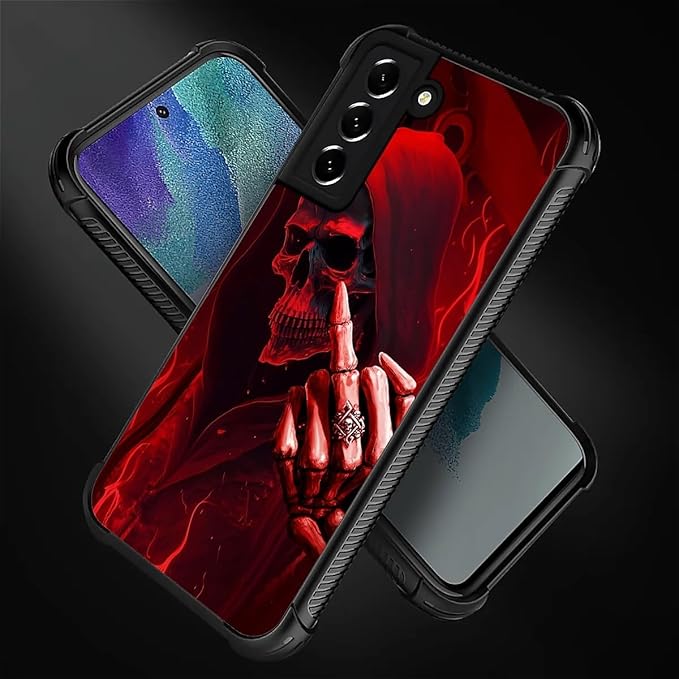 for Samsung Galaxy S21 Case, Gestures Funny Skull Pattern Graphic Design Girl - Image 2