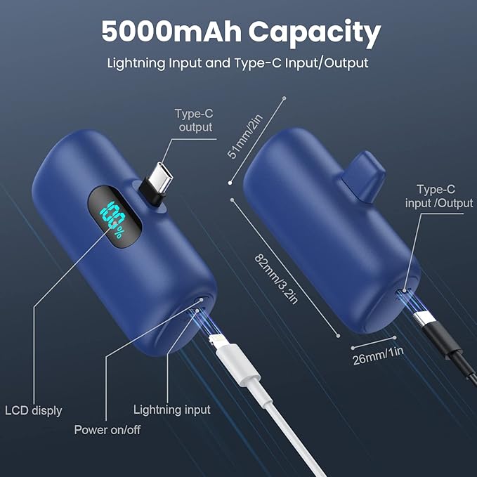 Feob Mini Portable Charger 5000mAh Power Bank, 15W PD USB C Cell Phone Portable - Image 6