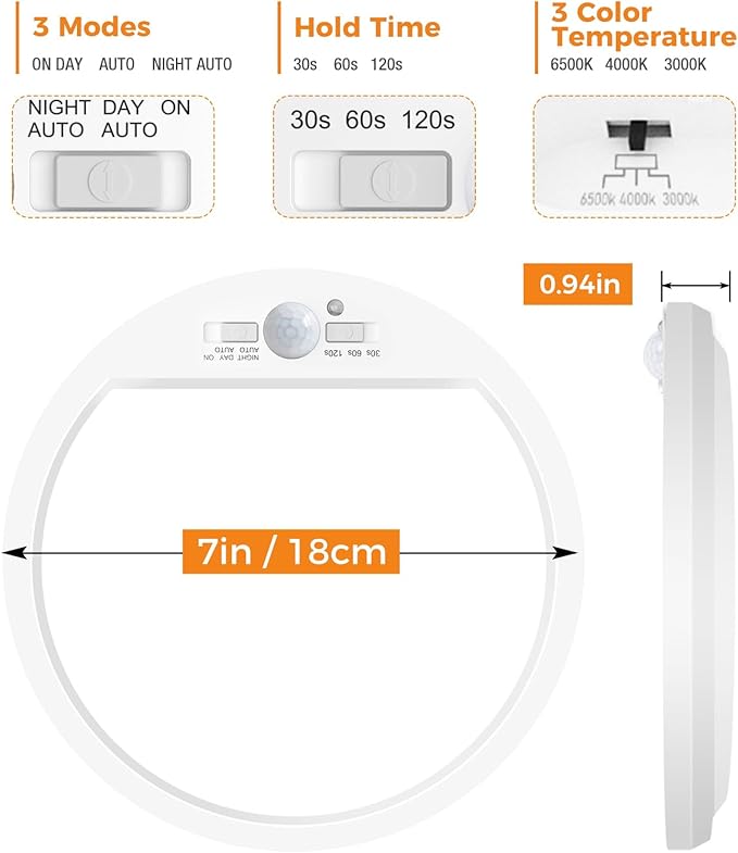 slochi 4Pack Motion Sensor Light Indoor Wired PIR, 3000K/4000K/6500K Closet - Image 8