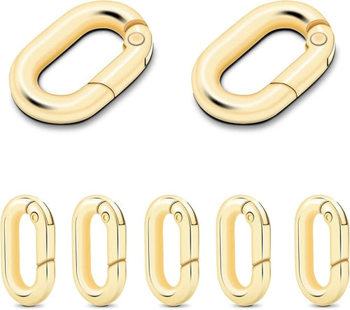 10Pack 5/8 Inch Small Oval Carabiner, Metal Spring Tiny Carabiner Clips by CooBigo