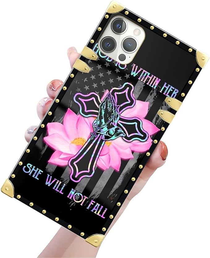 Compatible with iPhone 12 Pro Max Case, Praying Cross Hands Luxury Golden - Image 3