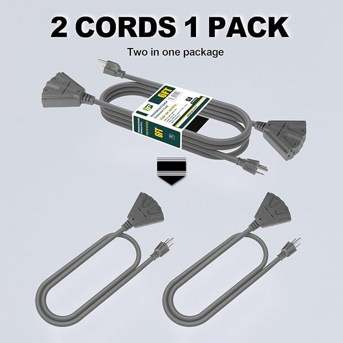 EP 2 Pack 6 Ft Outdoor Extension Cord - Image 2