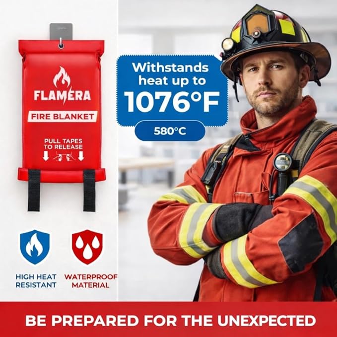 Emergency Fire Blanket for Home and Kitchen | 40"x40" Fireproof and Fire - Image 3