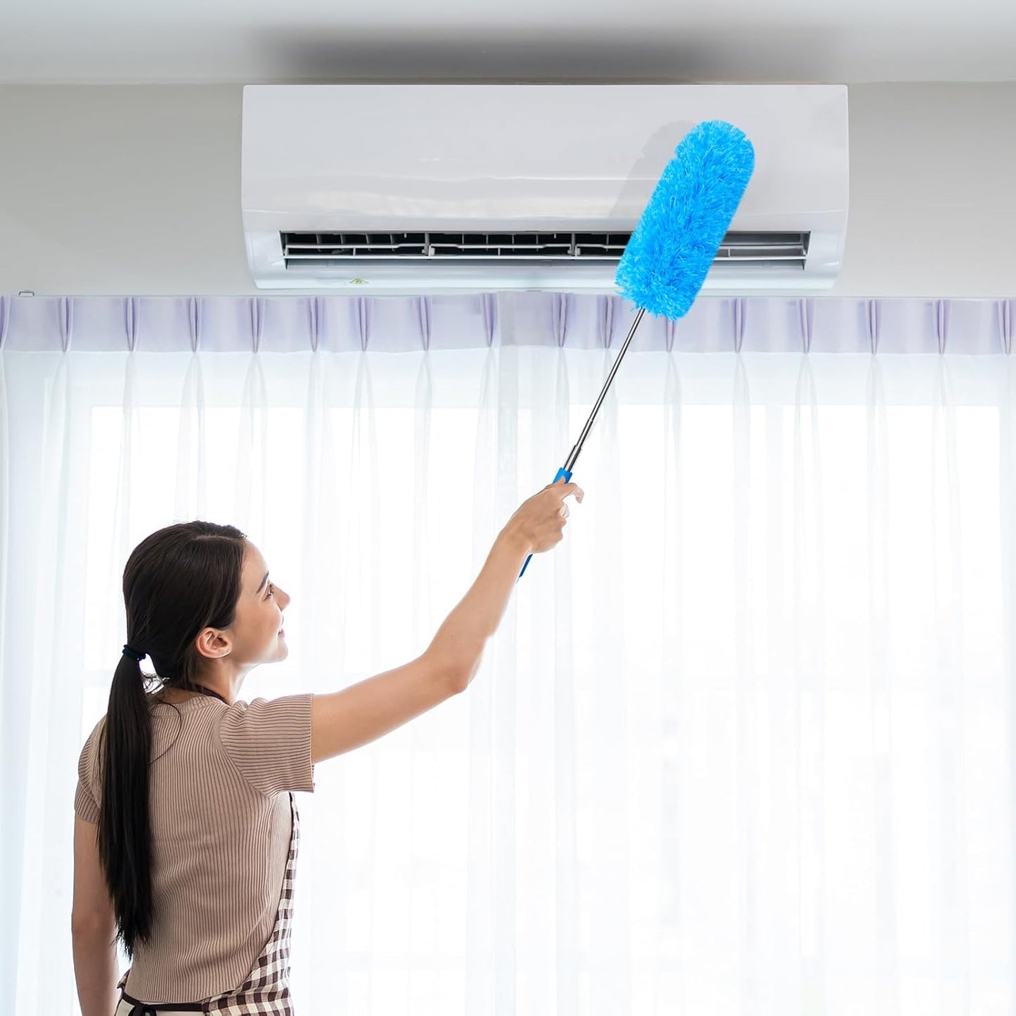 Tanlade 8 Pcs Microfiber Feather Duster for Cleaning 13-31 Inch Extendable Cobweb Dusters Ceiling Fan Duster Washable Bendable Tool for Office Car Window Furniture (Stylish Color)