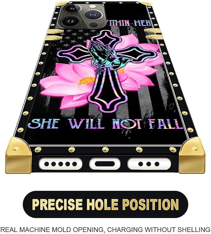 Compatible with iPhone 16 Pro Max Case, Praying Cross Hands Luxury Golden - Image 5