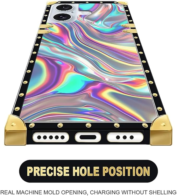 Compatible with iPhone 16 Case, Holographic Abstract Iridescent Textures Luxury - Image 6