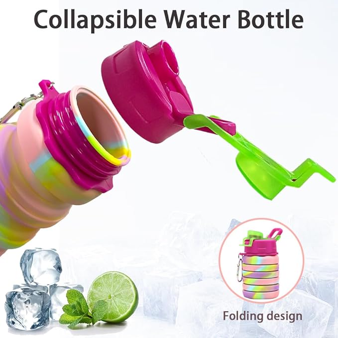 Silicone Collapsible Water Bottles, 16oz 500ml Portable Foldable Expandable - Image 4