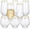 48 Pack Diamond Gold Rim Unbreakable Stemless Plastic Glasses 24 9oz Stemless by Oojami