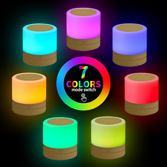 ERUN Nursery Night Light for Kids, USB Rechargeable Small Desk Lamp, 13 RGB - Image 6