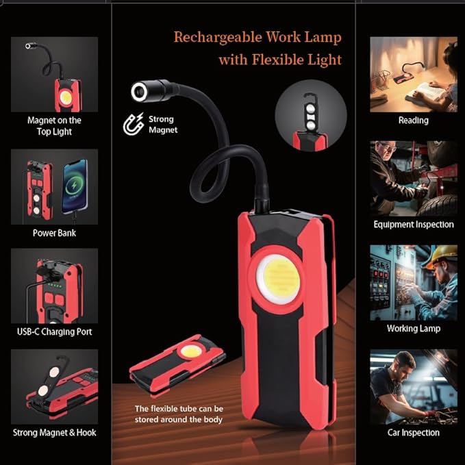 Rechargeable LED Work Light, OTYTY 40W 2000LM Magnetic Work Light Battery - Image 8