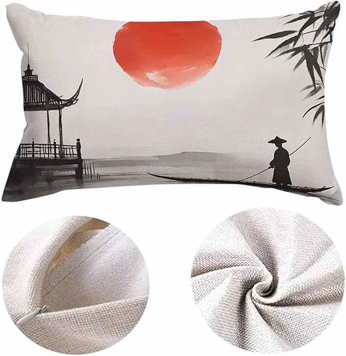 EKOBLA Throw Pillow Case 12x20 Inch Japan Traditional Japanese Painting Man - Image 5