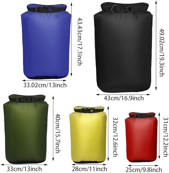 Pimoys 5 Pack Waterproof Dry Sacks, Lightweight Outdoor Dry Bags 20L /12L / - Image 3