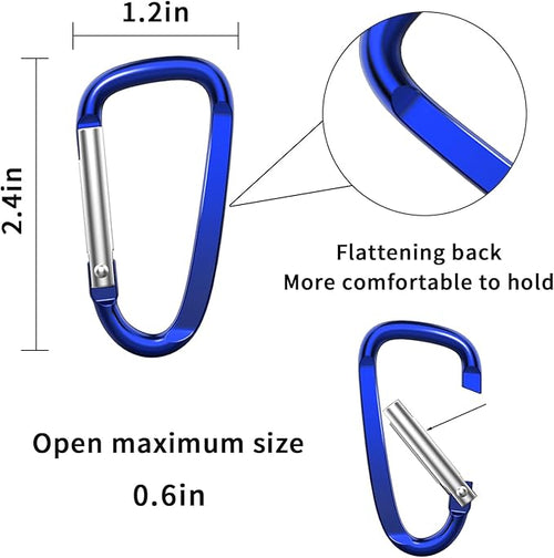 2.4" 24pcs Small Carabiner Clip Keychain, Aluminum D Ring Shape Clips - Image 2