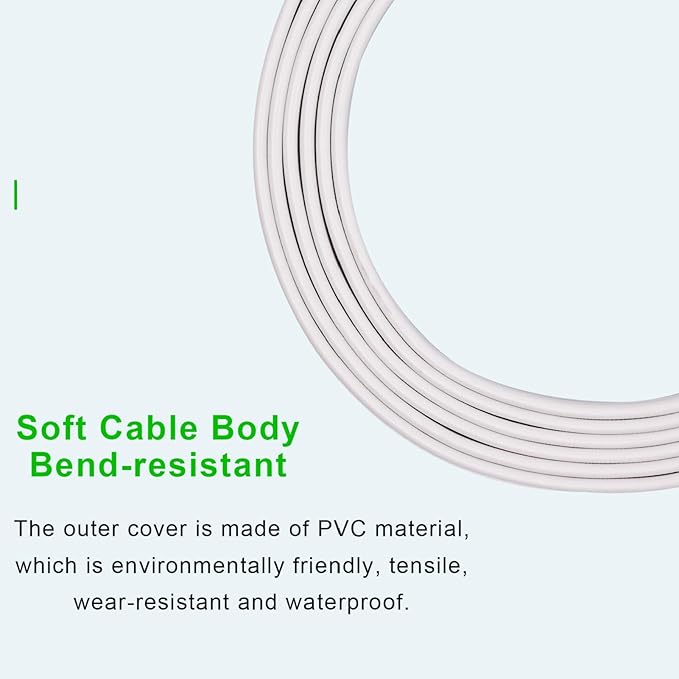 2 Prong Extension Cord, Safe for Home, Dorm Use White Extension Cord - Image 6