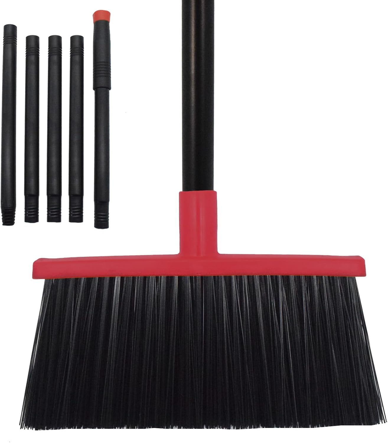 Heavy-Duty Adjustable Angle Broom with 56" Steel Handle - Ideal for Home, Garage, Kitchen, Bathroom, Office, and Outdoor Use - Durable & Efficient Cleaning Tool for Hard Floors (Red)