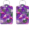 2 Pack Flamingo Luggage Tag 2.83 x 4.53 inch Tropical Pink Bird Purple by Cmialusie