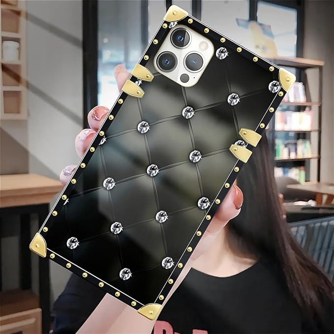 Compatible with iPhone 12 Pro Max Case, Shiny Black Sofa Crystal Luxury Golden - Image 7