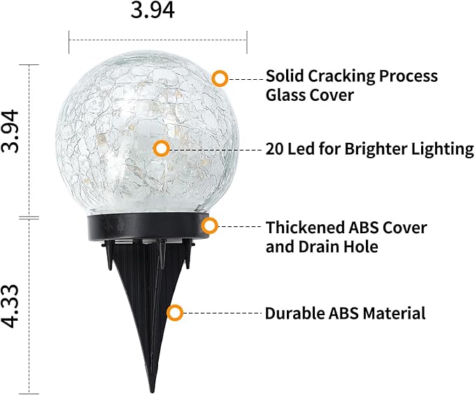 JKIMK Solar Globe Lights Outdoor Waterproof-Solar Balls - Image 3