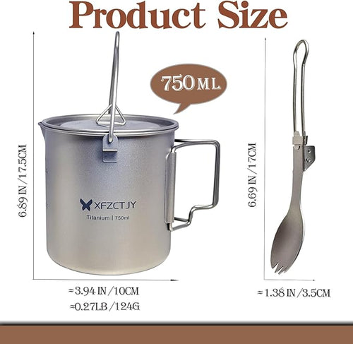 750ml Ultralight Titanium Camping Pot - Image 2