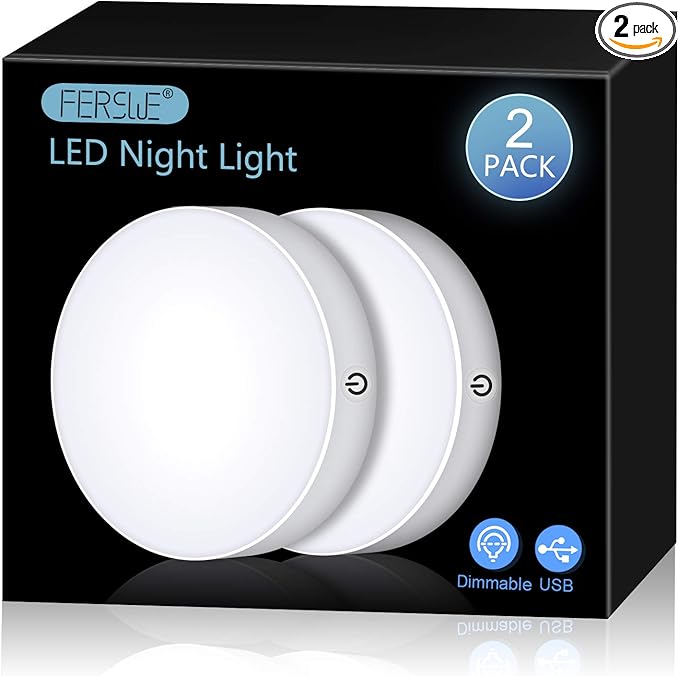 Ferswe Rechargeable Tap Lights, Dimmable Touch Night Lights by FERSWE
