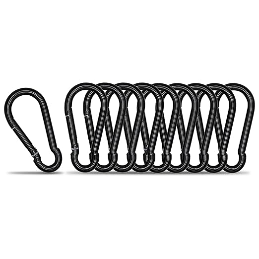 Carabiner Clip Hook, 3.54 inch 10 pcs Black Heavy Duty Spring Snap Hook Key by KINLINK