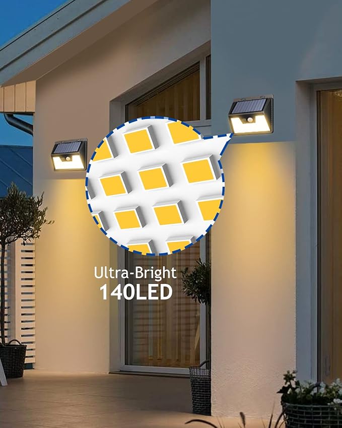 Peasur Solar Lights Outdoor Waterproof, Warm White Motion Sensor Light - Image 5