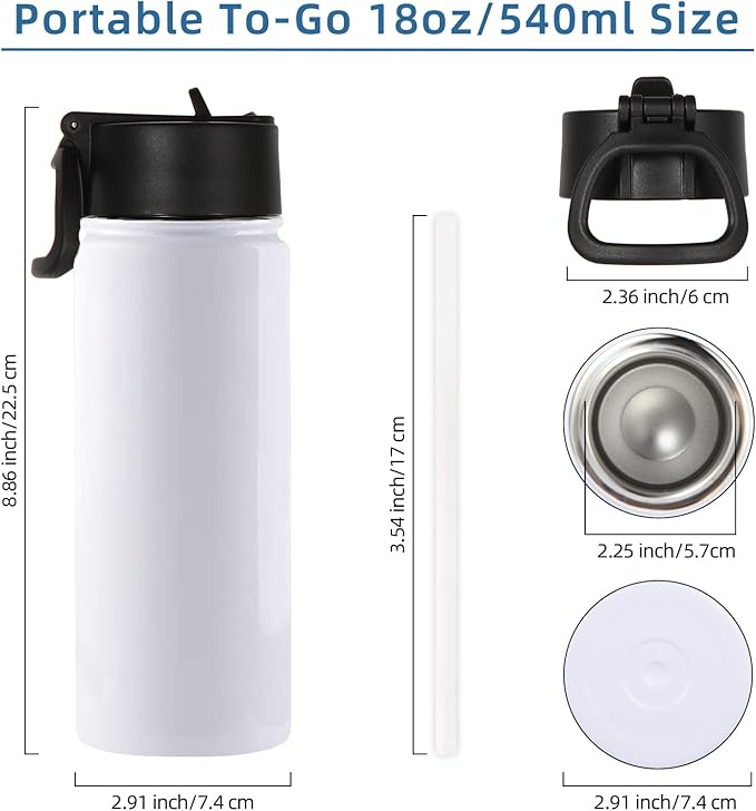 Volhoply 18oz Insulated Water Bottle Bulk 8 Pack, Kids Stainless Steel Water - Image 2