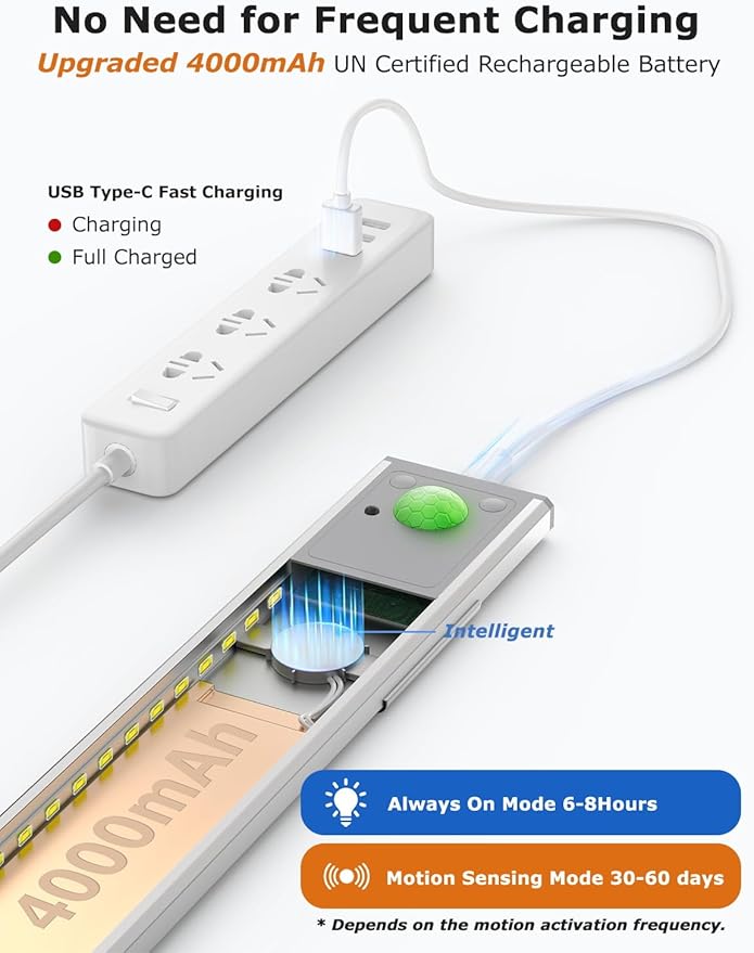16" Ultra-Thin Under Cabinet Lighting Wireless, Aluminum Alloy Under Counter - Image 5