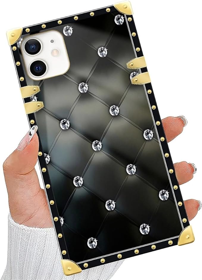 Compatible with iPhone 11 Case, Shiny Black Sofa Crystal Luxury Golden - Image 5