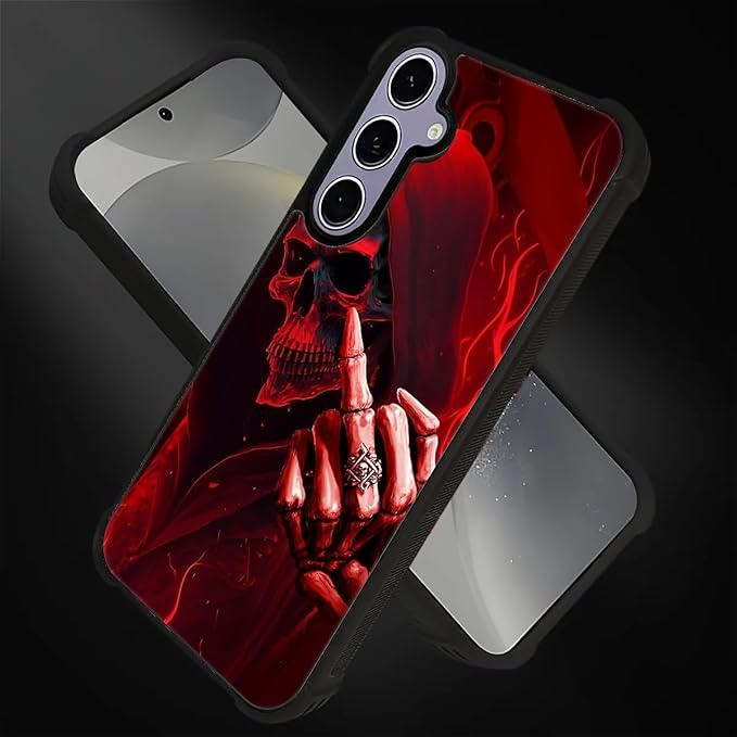 for Samsung Galaxy S24 S25 Case, Gestures Funny Skull Pattern Graphic Design - Image 3