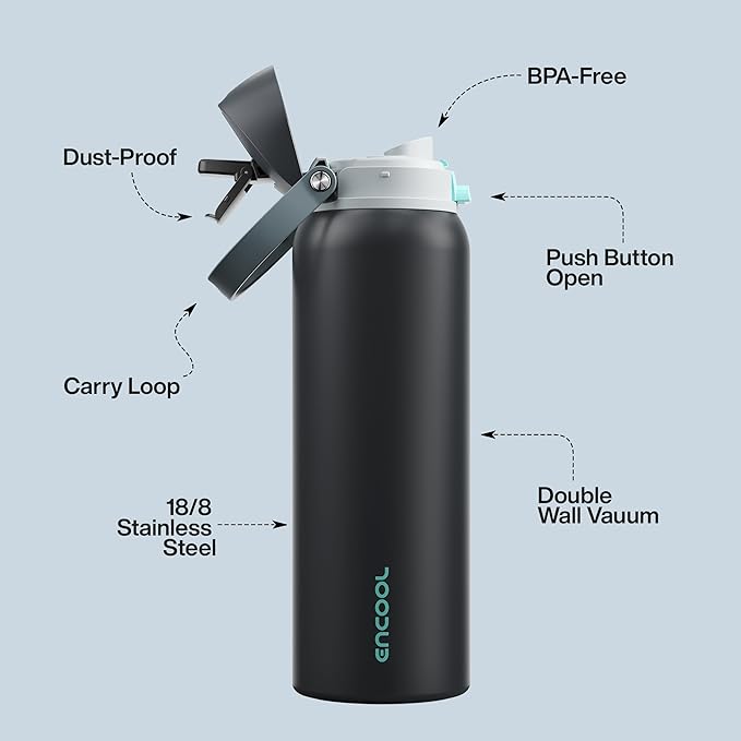 Insulated Water Bottle with Straw - Image 4
