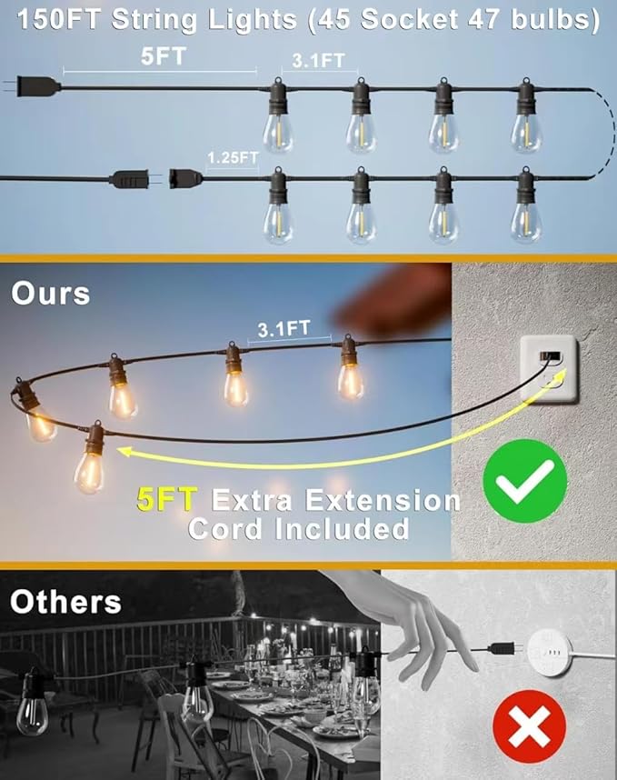 150FT LED Outdoor String Lights - Image 5