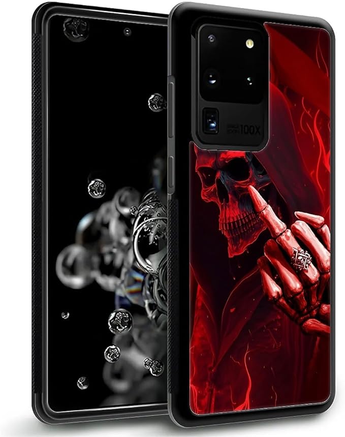 for Samsung Galaxy S20 Ultra Case, Gestures Funny Skull Pattern Graphic Design - Image 2