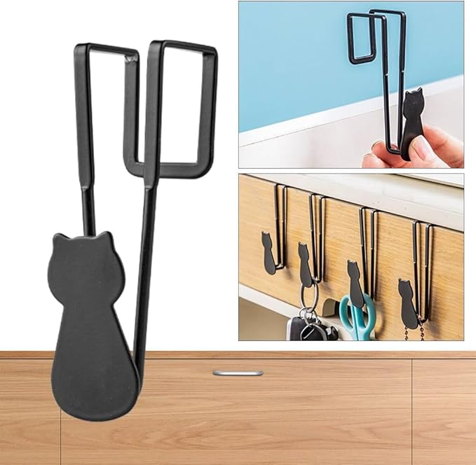 3Pcs- Over Cabinet Door Hooks Iron Decorative Cat Over The Cupboard Drawer - Image 3