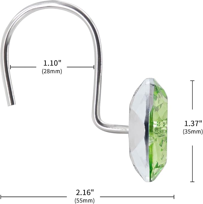 MitoVilla Sage Green Shower Curtain Hooks Rings, Metal Shower Hooks - Image 5