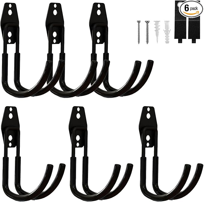 Garage Hooks Heavy Duty, 6 Pack Large Round Steel Garage Storage Hooks by BRCRXW